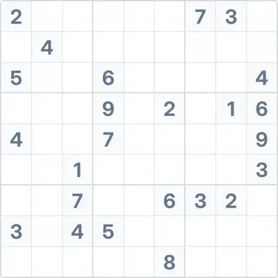 Судоку експертної складності №74, 9x9, 58 порожніх ячеєк