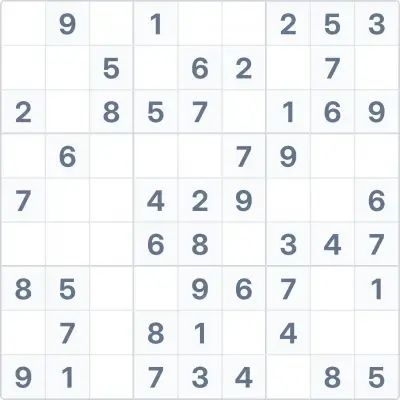Судоку лёгкой сложности №69