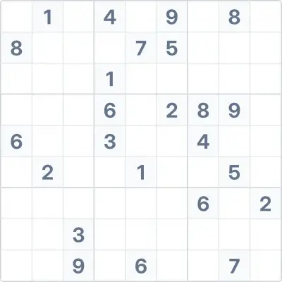 Судоку экспертной сложности №93, 9x9, 58 пустых ячеек