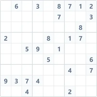 Sudoku expert difficulty №110, 9x9, 58 empty cells