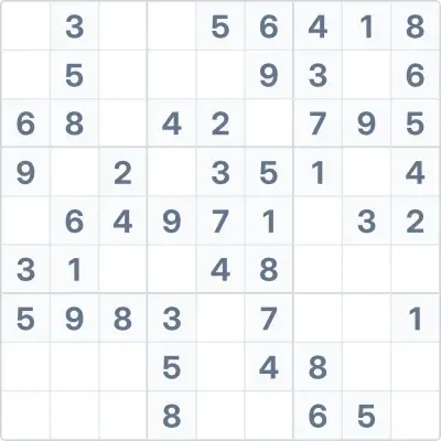 Судоку легкої складності №89, 9x9, 35 порожніх ячеєк
