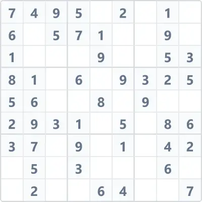 Судоку лёгкой сложности №96