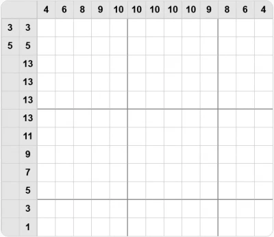 Empty nonogram grid, 13 cells wide and 12 tall, with clue numbers