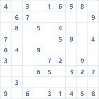 Судоку средней сложности №108, 9x9, 45 пустых ячеек