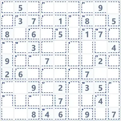 Киллер-судоку №12, 9x9, 50 пустых ячеек