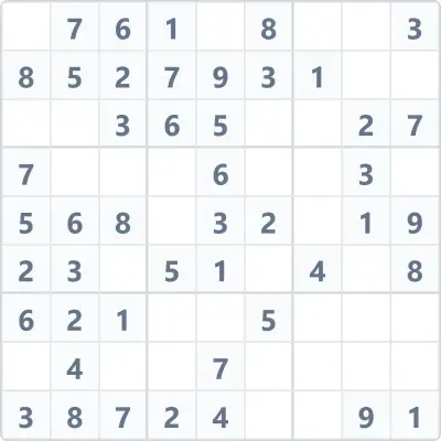 Судоку лёгкой сложности №100